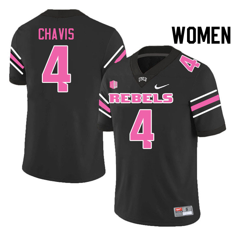 Women #4 Malik Chavis UNLV Rebels College Football Jerseys Stitched-Black